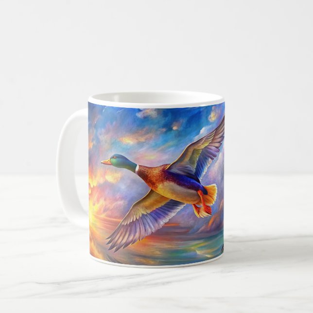 Caneca De Café Mallard Duck Cama Cerâmica Para Pássaros (Frente Esquerda)