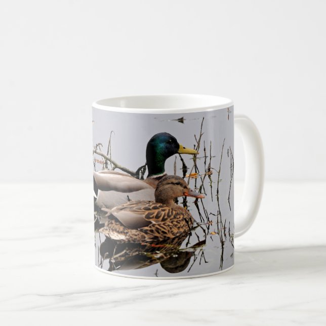 Caneca De Café Mallard Pair Cerâmica Mug (Frente Esquerda)