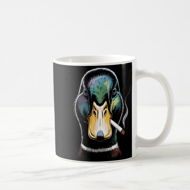 Caneca De Café Mallard Smoking Cigarette Meme Funny Mallard Duck (Direita)