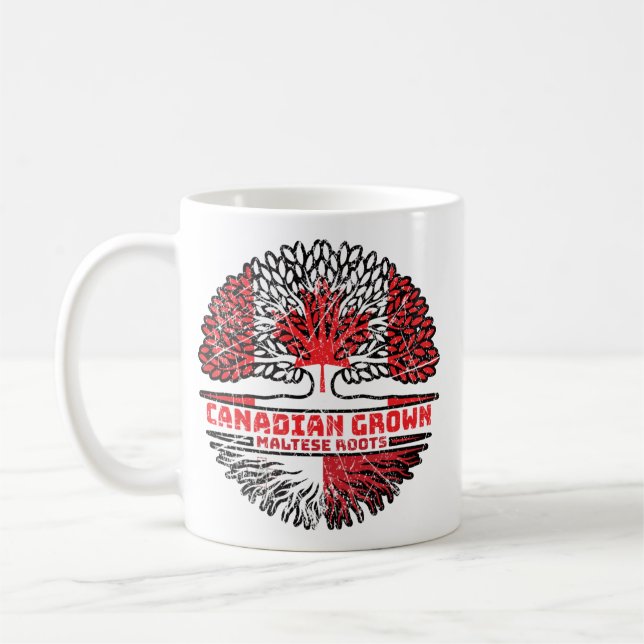Caneca De Café Malta Canadian Tree Roots Flag (Esquerda)