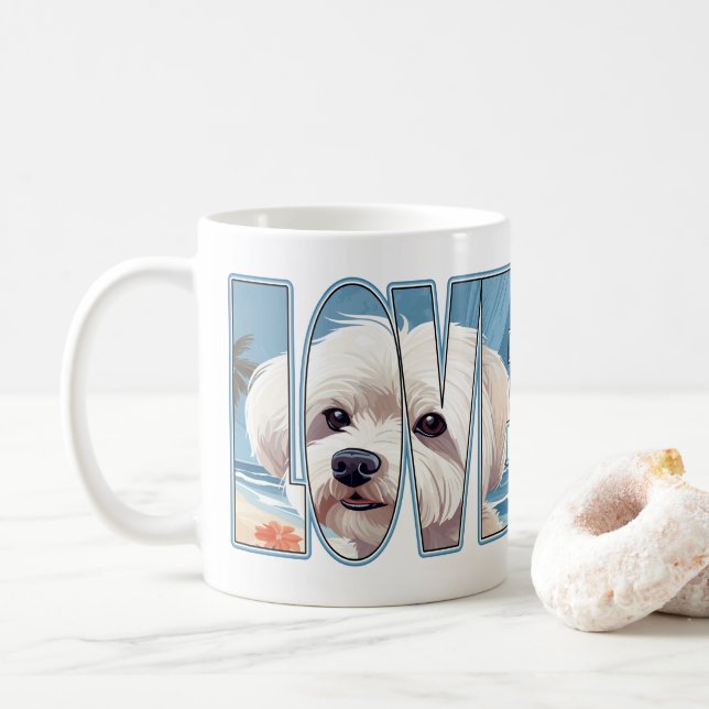 Caneca De Café Maltês - Cachorro Love (Com Donut)