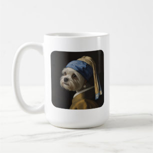 Caneca De Café Maltês Inspirado em Retrato Clássico de Pérola