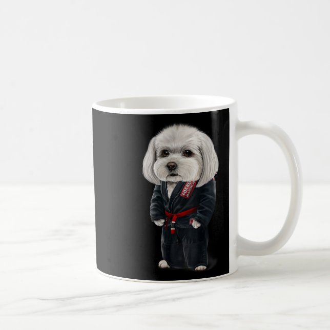 Caneca De Café Maltês Judo Karate Master em Black Judogi (Direita)