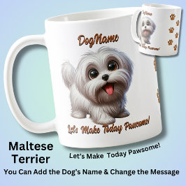 Caneca De Café Maltês Terrier - Add Dog's Name, Change Text
