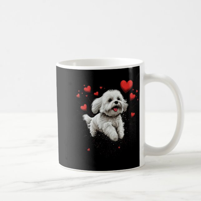 Caneca De Café Maltese Dog Love Heart For Valentines Day Maltese  (Direita)