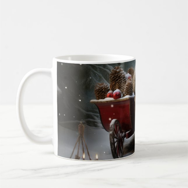 Caneca De Café Malti tzu Snowy Sleigh Decoração de Natal (Esquerda)