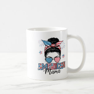 Caneca De Café Mama Americana Mensy Bun Patriótico 4 De Julho Mês