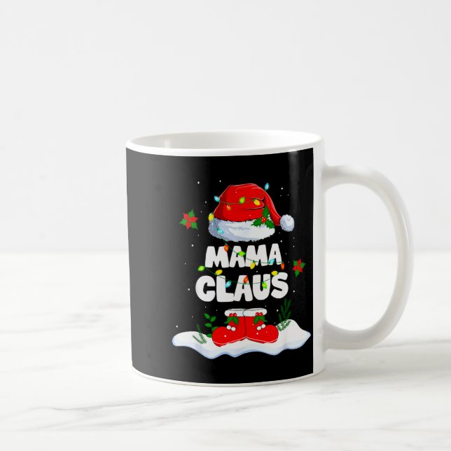 Caneca De Café Mama Claus Santa Matching Family Christmas Lights  (Direita)