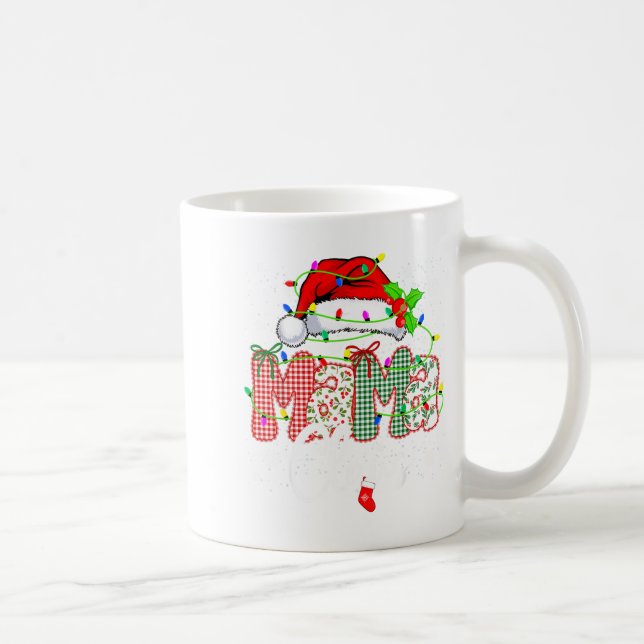 Caneca De Café Mama Claus Shirt Christmas Lights Pajama Family Ma (Direita)