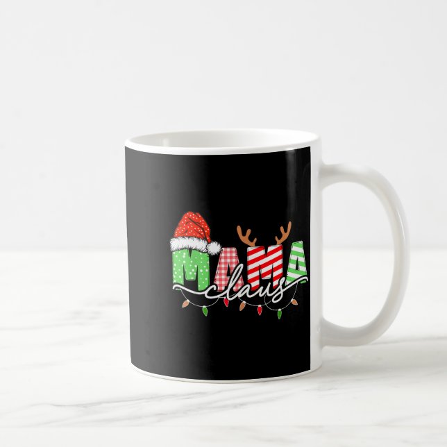 Caneca De Café Mama Claus Xmas Christmas Lights Pajama Family Mat (Direita)