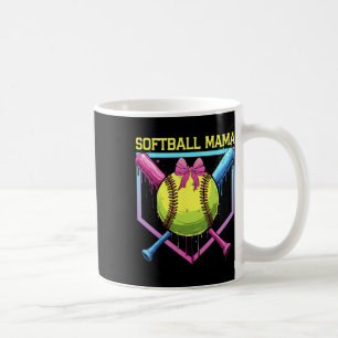 Caneca De Café Mama de Softball Home Plate Drip Coquette Bow Mulh