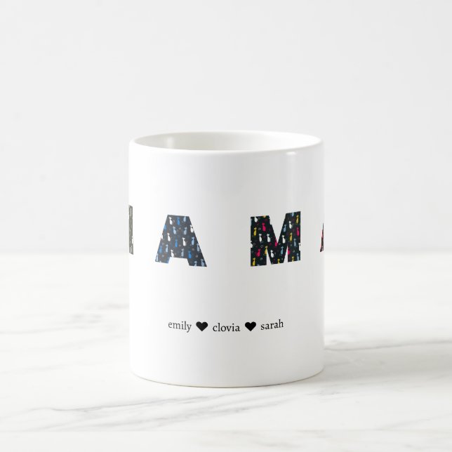 Caneca De Café Mama Dog cat paw custom names (Centro)
