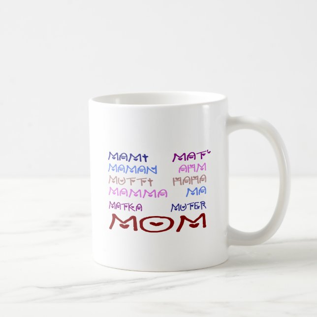 Caneca De Café Mamã em línguas diferentes (dia das mães) (Direita)