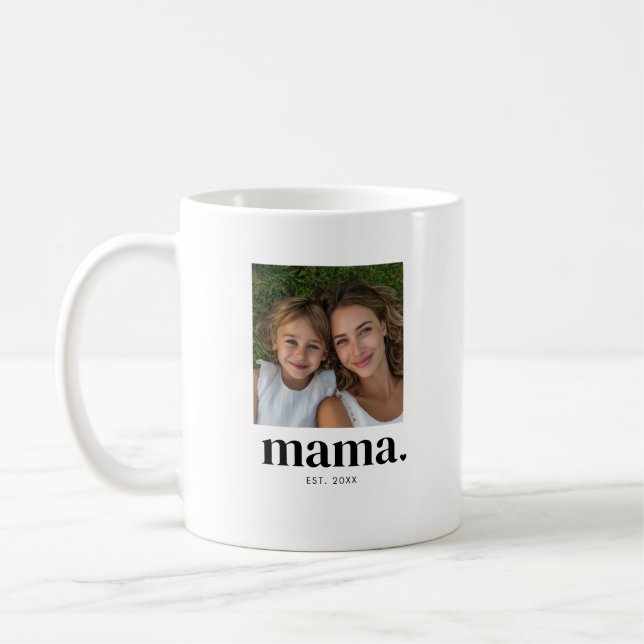 Caneca De Café Mama Estabeleceu Foto Preto 2  (Esquerda)