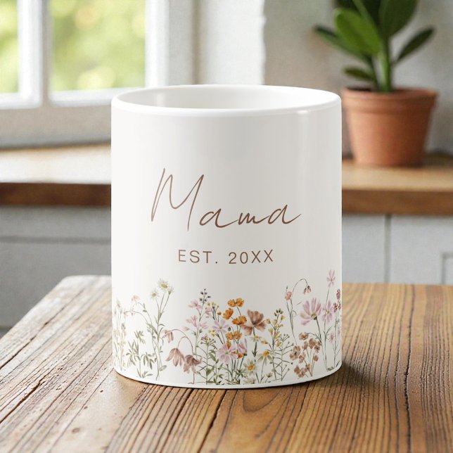 Caneca De Café Mama Established Wildflower Boho Baby Shower (Criador carregado)