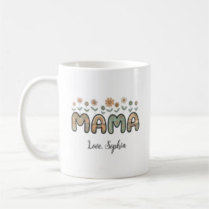 Caneca De Café Mama, Flores Dia das Mães Nome Personalizado