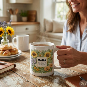 Caneca De Café MAMA Girassol Amarelo Lavanda Roxa Dourado Falso 