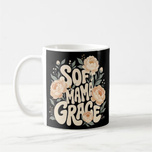Caneca De Café Mama Grace Suave Floral Tipografia Retro Ameixa Pr