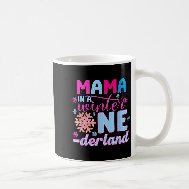 Caneca De Café Mama In A Winter Onederland Bday Girl Sweet Snowfl (Direita)