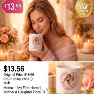 Caneca De Café Mama — Meu Primeiro Lar Floral Mãe e Filha