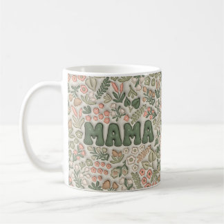 Caneca De Café Mama padrão floral verde Boho 