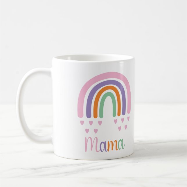 Caneca De Café Mama Pastel Rainbow e Hearts (Esquerda)