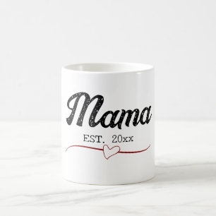 Caneca De Café Mama personalized year custom text heart vintage