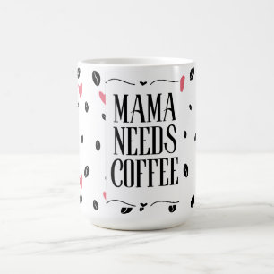 Caneca De Café Mama Precisa de Café Corações & Grãos