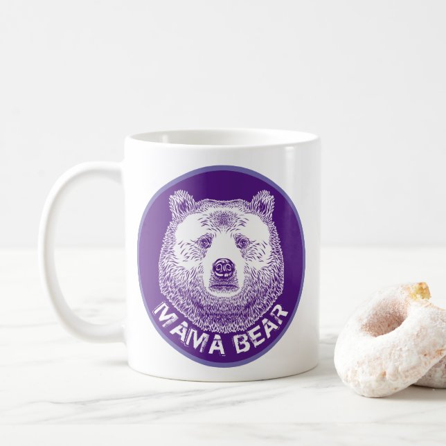 Caneca De Café Mama Urso, Ilustração Desenhada À Mão (Com Donut)