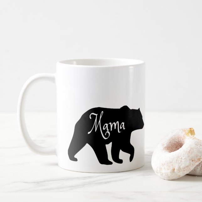Caneca De Café Mama Urso preto e branco (Com Donut)