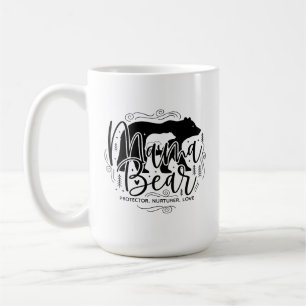Caneca De Café Mama Urso Protetora Preto e Branco Rótulo Mama Urs