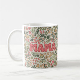 Caneca De Café Mama Verde Rosa Inflada 3D
