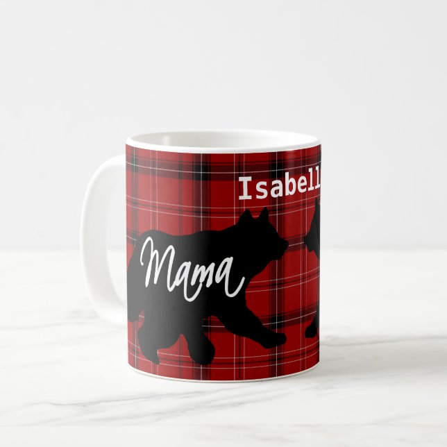 Caneca De Café Mama vermelho Carregamento da xadrez (Frente Esquerda)