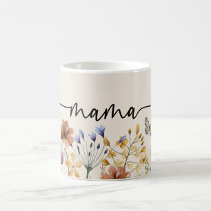Caneca De Café Mamãe Boho Flores Silvestres