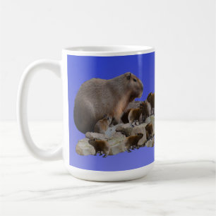 Caneca De Café Mamãe Capybara Com Bebês, Café Mug