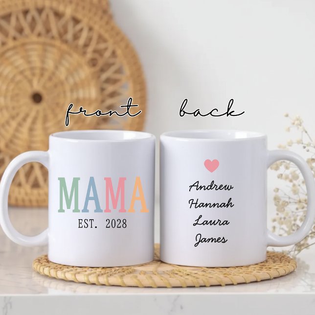 Caneca De Café Mamãe | Cor Personalizada Dia das Mães | Vida de M (Custom name mug gift for mom Christmas and birthday, Custom Mother’s Day coffee mug gift for mom)