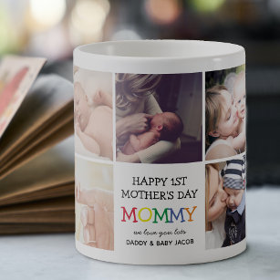 Caneca De Café Mamãe de 1º Dia de as mães giro  Colagem de fotos