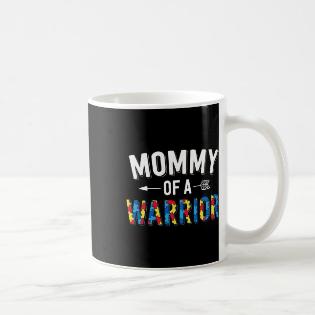 Caneca De Café Mamãe De Uma Família Guerreira Mãe Mundo Autismo A (Direita)