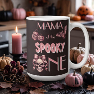Caneca De Café Mamãe do Crânio Rosa e Morcego Assustador