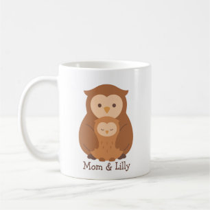 Caneca De Café Mamãe e Bebê Coruja - Família Personalizada