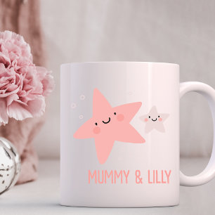 Caneca De Café Mamãe e Bebê Estrelas Bonitas, Família Coerente Pe