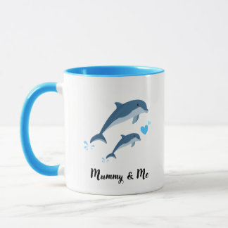 Caneca de Café Mamãe e Boto Bebê Fofo