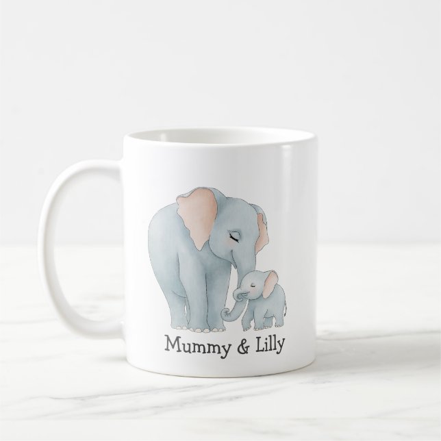 Caneca De Café Mamãe e Elefante para Bebê - Mug Personalizado da  (Esquerda)