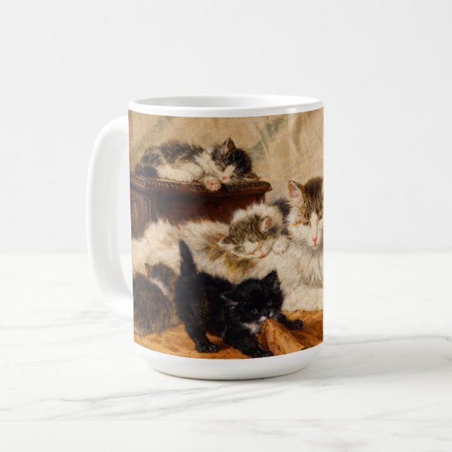 Caneca De Café Mamãe e Seus Gatinhos (Frente Esquerda)