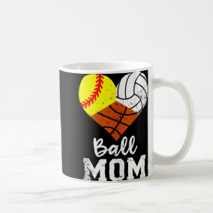 Caneca De Café Mamãe Engraçada no Softball no Basquete Mãe
