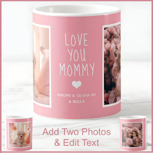 Caneca De Café Mamãe Eu Te Amo Fotos Moderno Rosa C51 & Branco