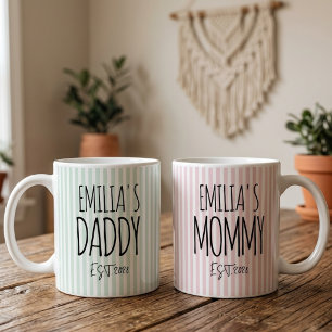 Caneca De Café Mamãe Listras Rosa Dia das Mães Personalizado