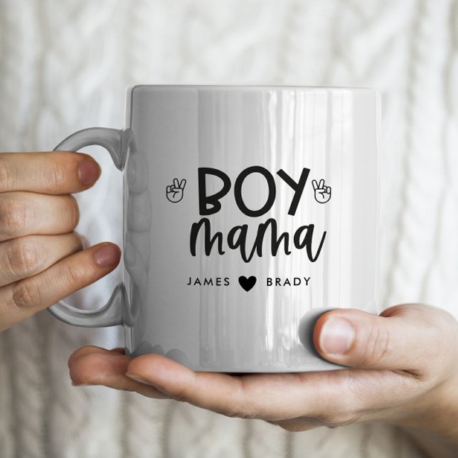Caneca De Café "Mamãe Menino" Nomes personalizados de crianças do (Criador carregado)