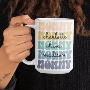 Caneca De Café Mamãe Moderna Mãe Crianças Nomes Oferta de Dia de 