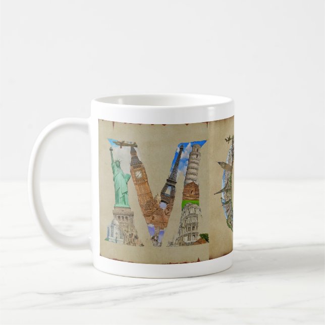 Caneca De Café Mamãe Mug, viajando pelo mundo: (Esquerda)